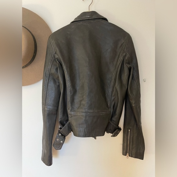 TOPSHOP ~ Genuine Leather Distressed Biker Moto Jacket - Picture 9 of 12